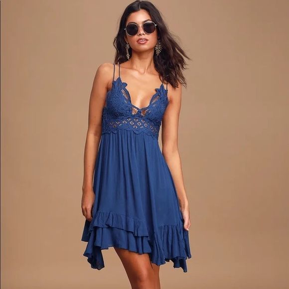 Free People Dresses & Skirts - Blue Free People Adella Slip Dress